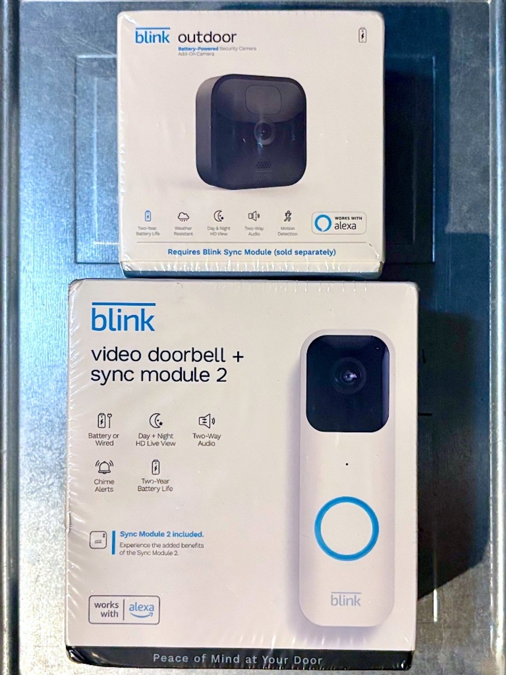 Blink NIB Video Doorbell + Sync Module 2, Outdoor Camera, Sync Module Wall Mount